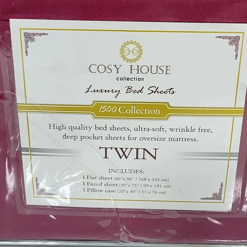Cosy House 1500 Series TWIN Fuchsia Sheet Set‎ Hypoallergenic Anti-Microbial